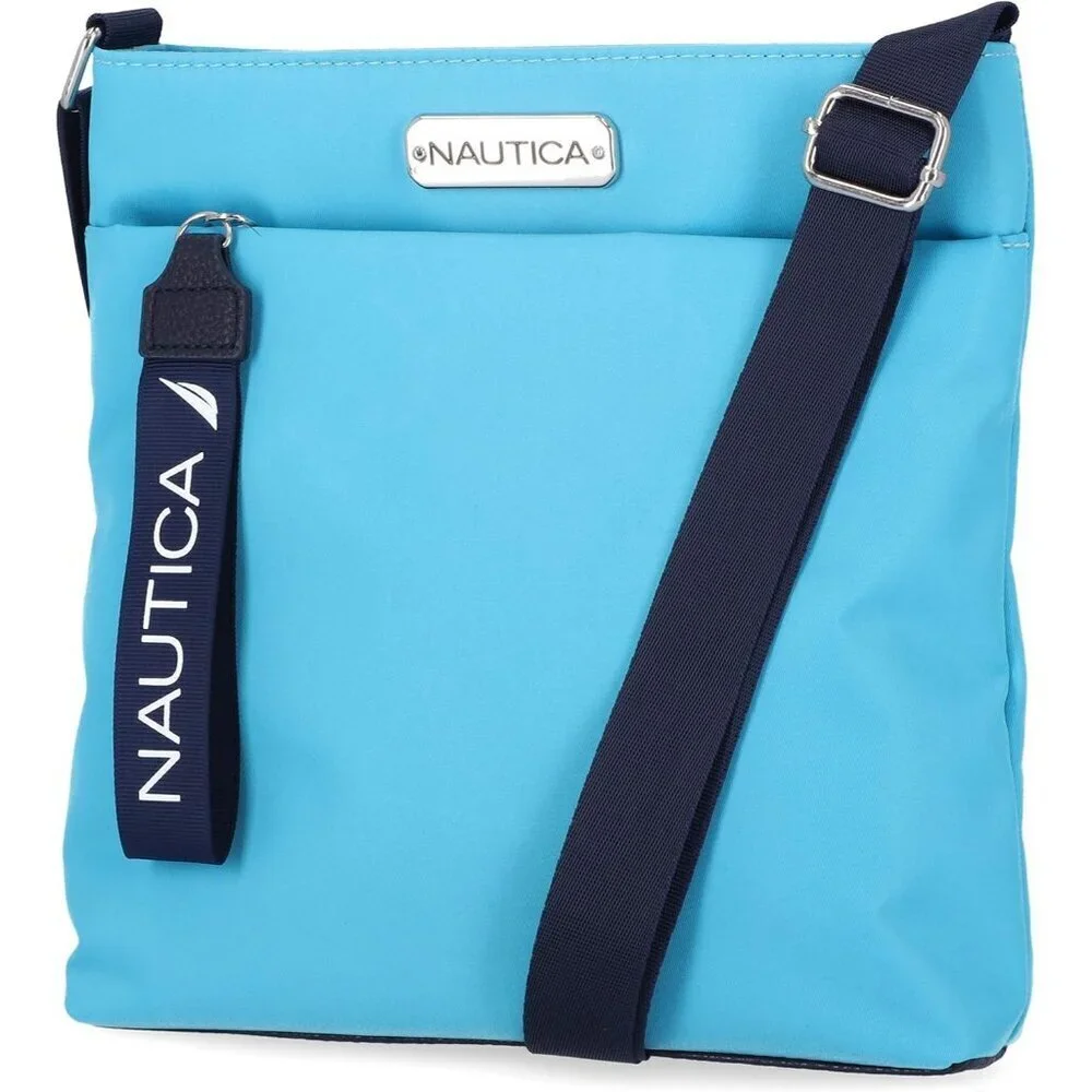 Women's Scuba Blue Nylon Crossbody Bag Purse with Adjustable Shoulder Strap